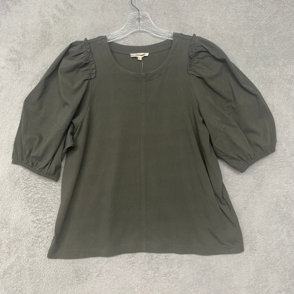 Madewell Top XS Puff Sleeve Tee T Shirt Top Dark Surplus Cotton Relaxed NT331 - Picture 4 of 8